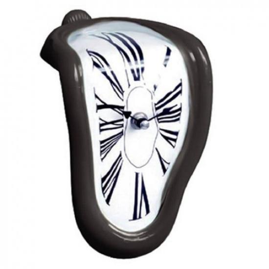 Style Surreal Melting Distorted Wall Clock Surrealist Salvador Dali Style Silver