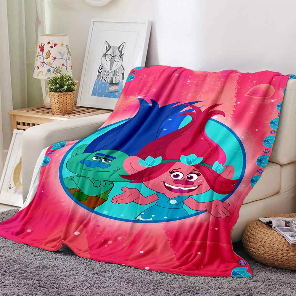 Trolls Theme Printed Blanket - Perfect for Couch, Bed, Travel & Outdoor Use | Machine Washable, Cozy & Durable.