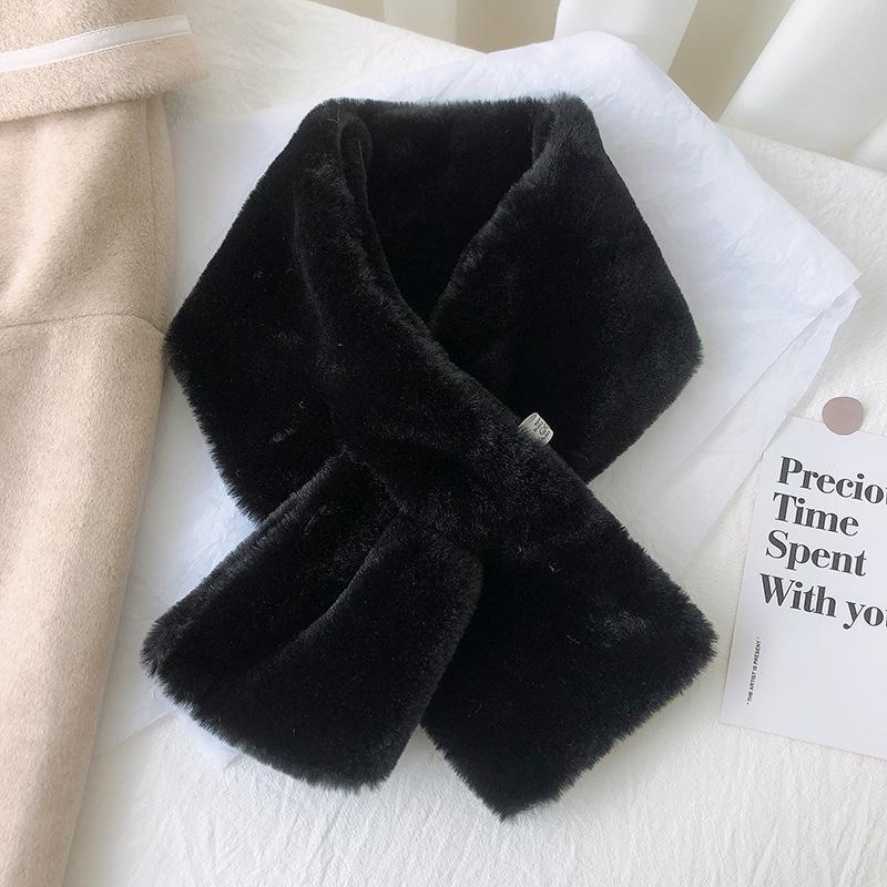 

Scarf Winter New Fleece Thickened Soft Imitation Rabbit Hair Scarf Neck Hair Collar Solid Color Rex Rabbit Hair Scarf 82cm