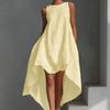 White Asymmetrical Hem Sleeveless Maxi Dress