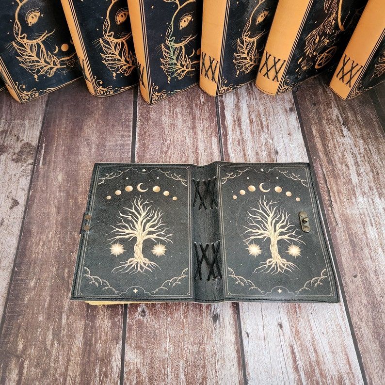 Tree of Life & Moon Leather Journal, Notebook, Sketchbook, Leather Dairy, Travel Journal, Dream Journal, Wedding Gift, Personalized Gift.