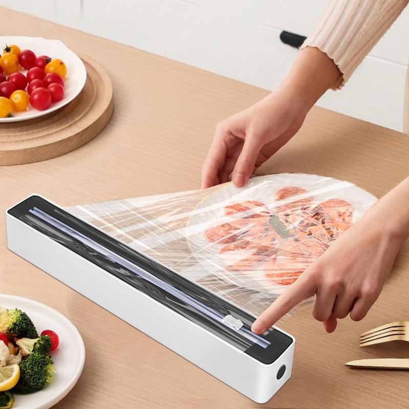 Food Film Dispenser Suction Up Plastic Wrap Dispenser with Cutter Storage Box Aluminum Foil Stretch Film Cutter Storage Holder