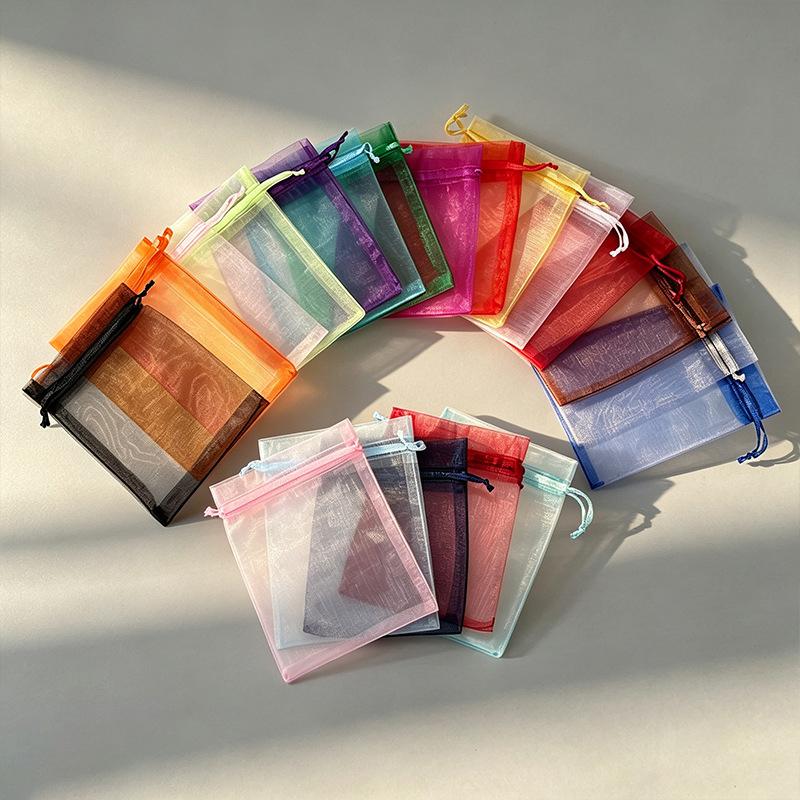 100 stk Bryllup Julegaveposer Organza Gavepose Snoreposer Til Slik Smykker Pose Pakning