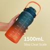 1500mL Water Bottle with Marker Straw Handle Leakproof Large Capacity Water Bottle Reusable Water Jug for Hiking Travel Outdoor Sports Gym Fitness