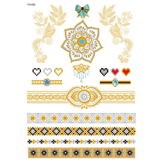 Golden Color Temporary Tattoos Waterproof Metallic Temporary Transferable Tattoos Tattoo Body Art Sticker Arm