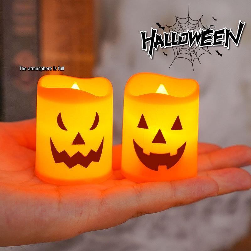 Cross-Border Halloween LED Candle Lights: Pumpkin Holder & Ghost Festival Décor