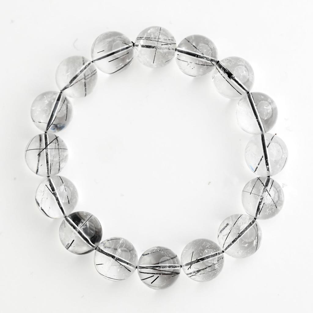 Black Rutilated Quartz Bracelet Tourmaline In 10mm 15cm Wrist Limited Natural Power Prayer Good Luck Feng Shui [Eigado] (Black Quartz) Stone, Size,