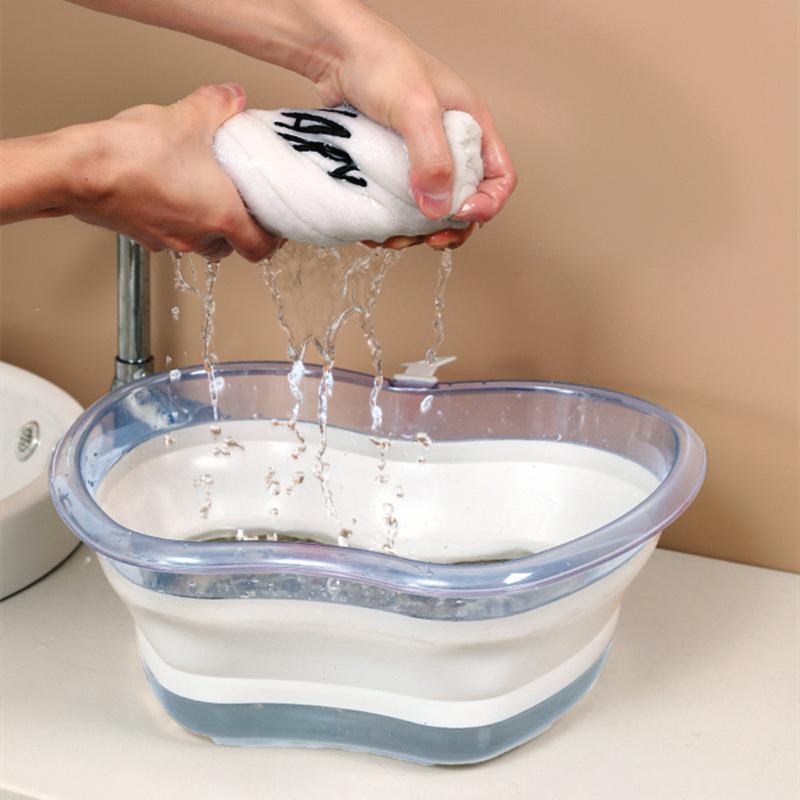 New Portable Crystal Thickened Apple Wash Basin Folding Wash Basin Outdoor Portable Wash Basin Foldable Laundry Basket
