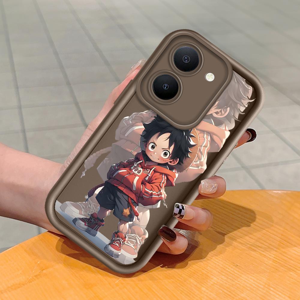 

Мягкий силиконовый квадратный чехол с рисунком лестницы для телефона, полное покрытие, противоударный защитный резиновый чехол для камеры для Vivo Vivo Y72 5G коричневый