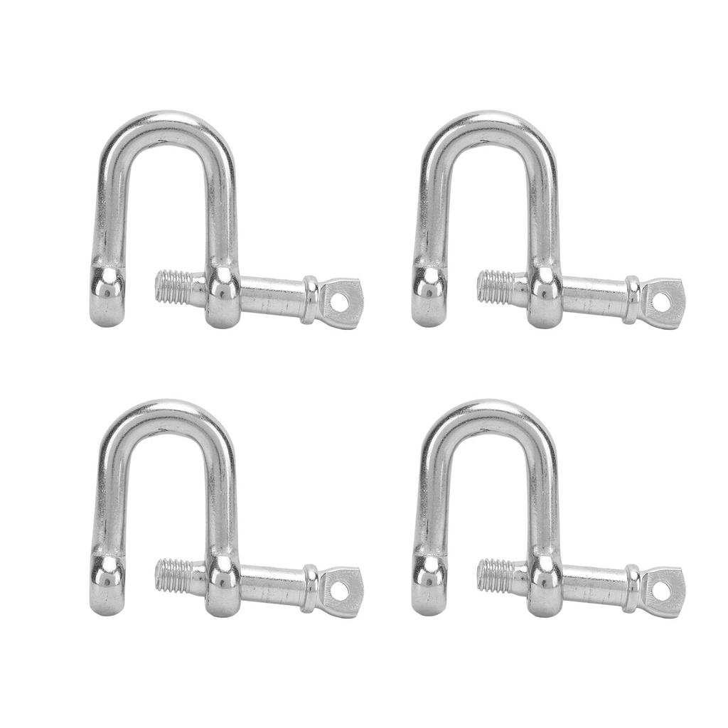 4PCS Stainless Steel D Shackle Marine Hardware Boat D Ring Polished Shackle for Coupling Chain and