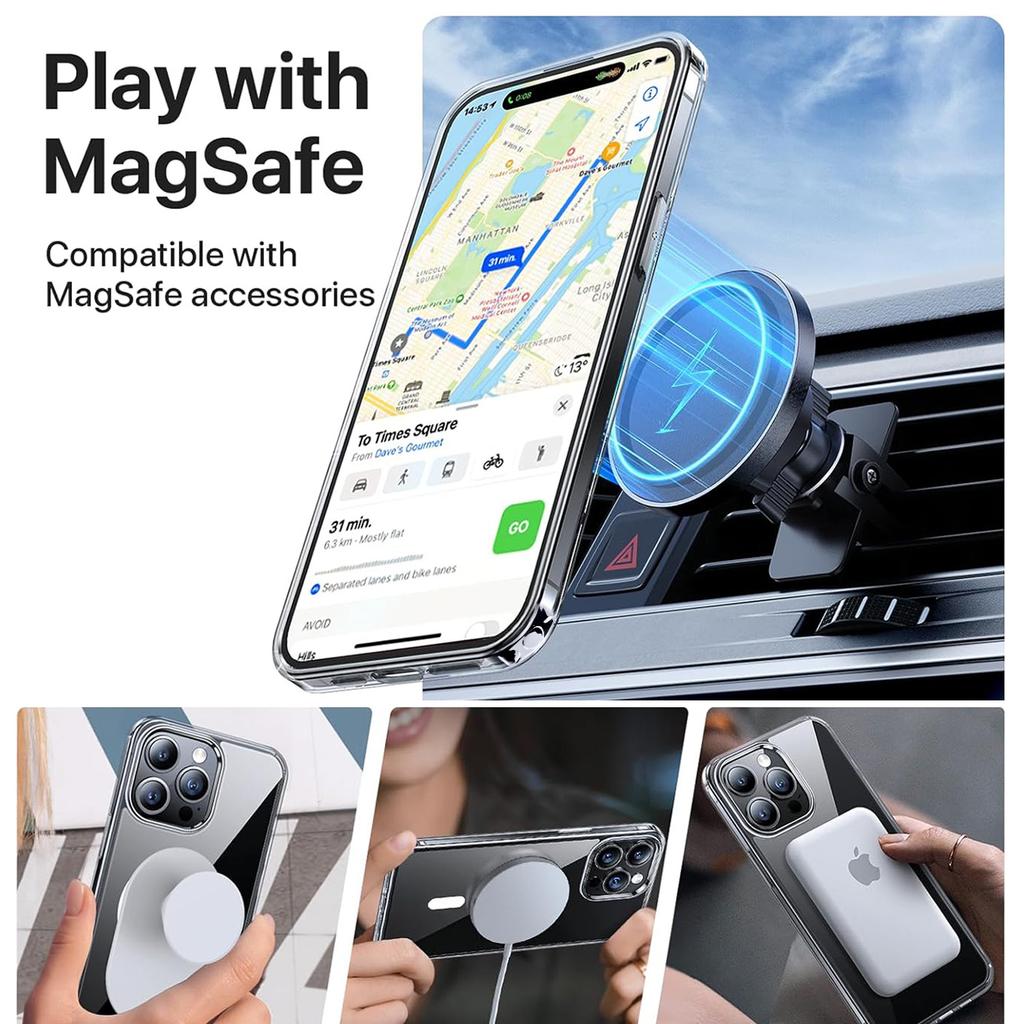 Magnetic Adsorption Wireless Charge Clear Case For iPhone 15 14 13 12 11 Pro Max XS Max XR X 8 7 Mini SE Compatible With MagSafe
