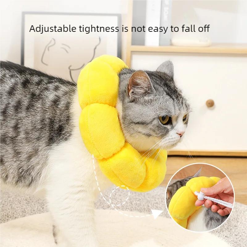 Pets Cats After Surgery Wound Protective Collar Anti Licking Flea Sunflower Pet Collar Adjustable Anti-Bite