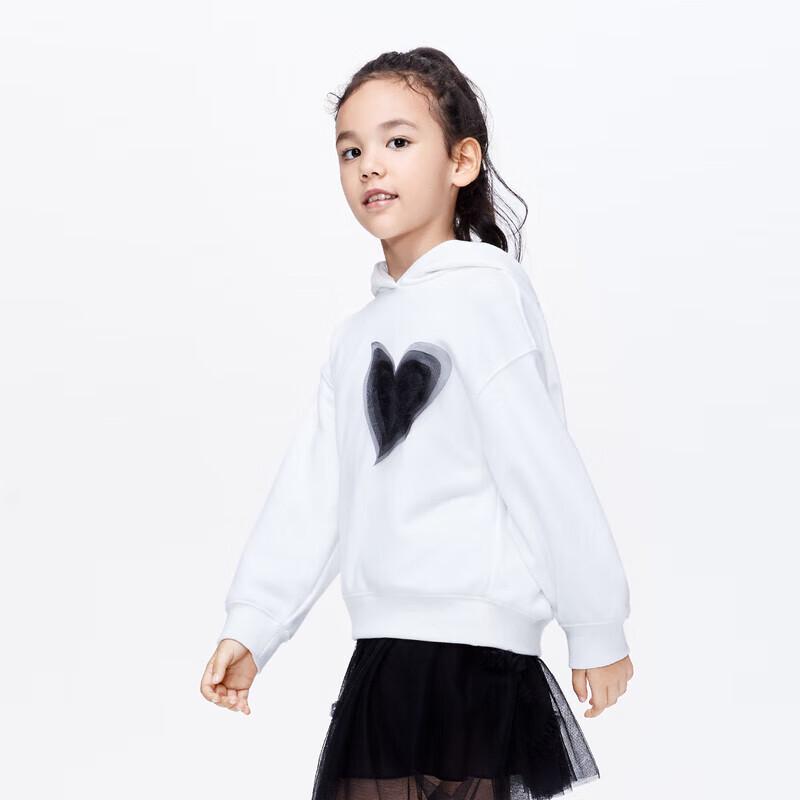 Little MO&Co. Girls  Heart Organza Hooded Sweatshirt 140