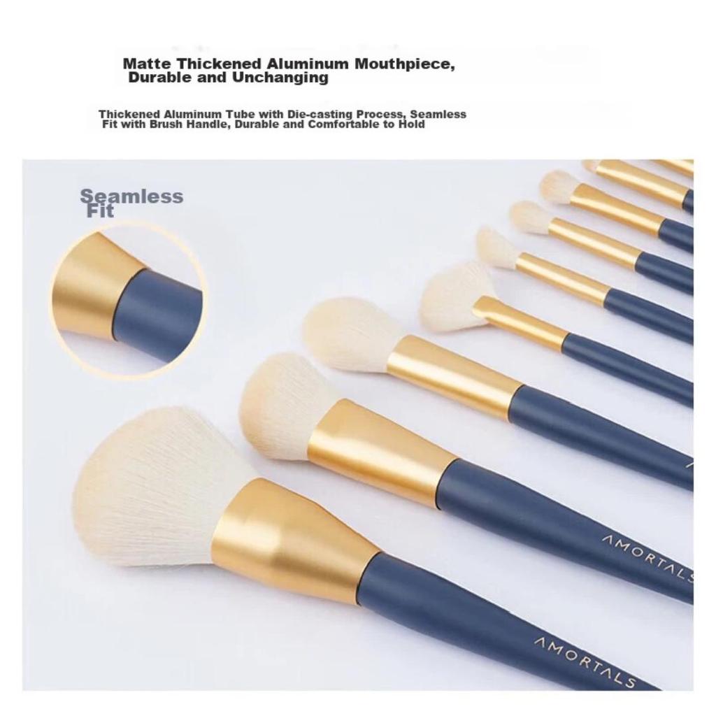 AMORTALS Makeup Brushes Set of 12 (Eye Shadow Brush, Powder Brush, Blush Brush) Portable Beauty Tools