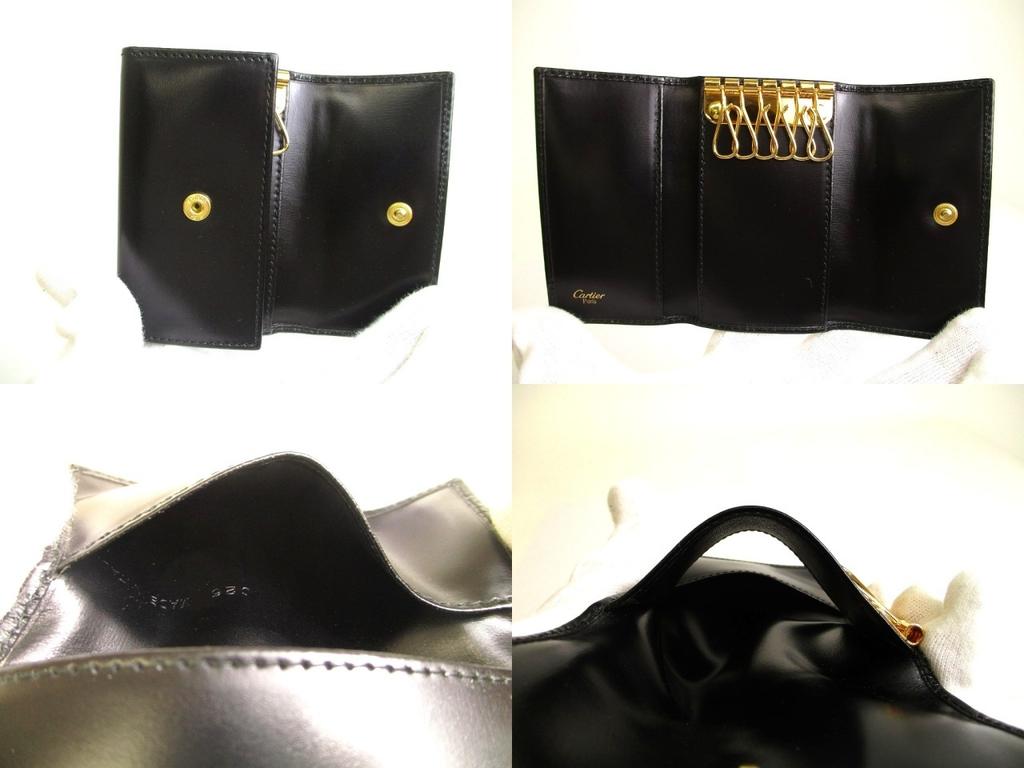 Authentic Cartier Panthere de Cartier Black Leather 6 Pics Key Chain #a803  Refurbished