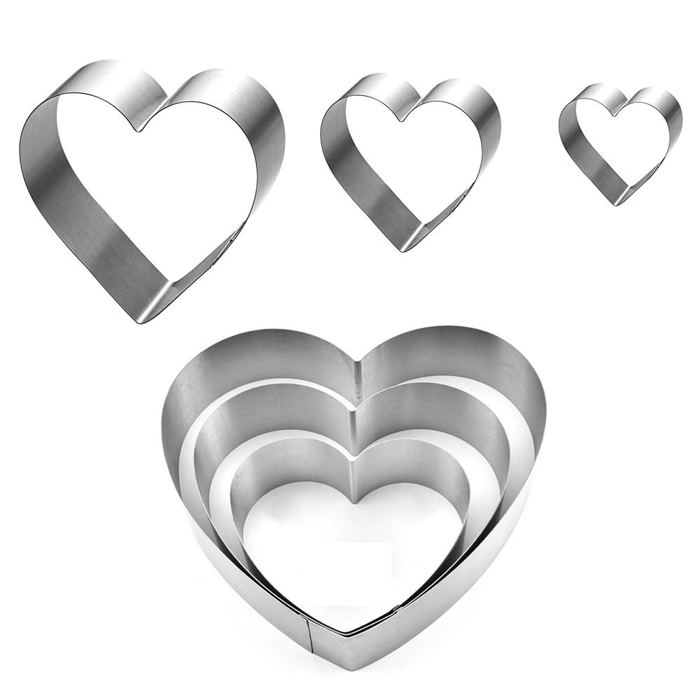 Stahl Herzförmiger Ausstecher Backwerkzeug Backform Kuchenring-Set Pfannkuchenform Tarte-Ring Herz Kuchenform