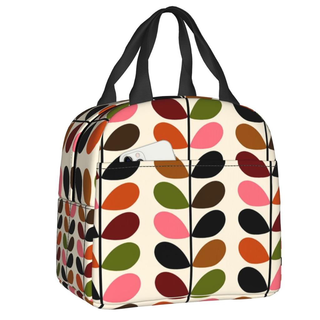 Orla Kiely Flower Scandinavian Geometric Style Insulated Lunch Bags for Camping Travel Waterproof Cooler Thermal Lunch Box