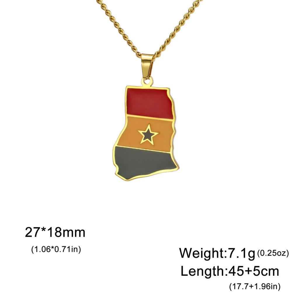 EUEAVAN Stainless Steel African Map Necklace Cameroon Rwanda Congo Berber Somalia Ghana Botswana Tanzania Flag Patriotic Jewelry