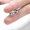 Exquisite Silver Color Hollow Love Heart Twisted Stud Earrings  For Women Silver Needle Brincos Oorbellen Girls