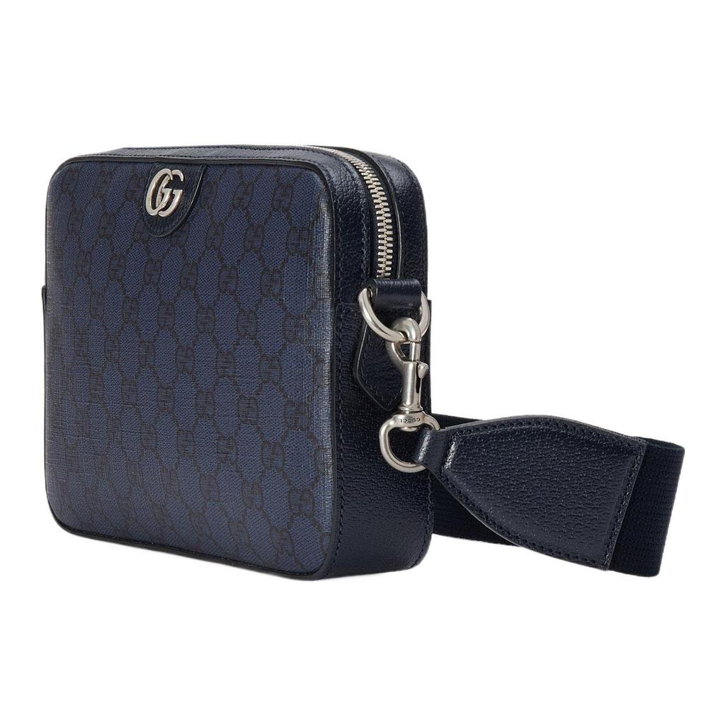 Gucci Ophidia GG Supreme Super Mini Crossbody Bag With Web Stripe In Navy Blue For Unisex Daily Use