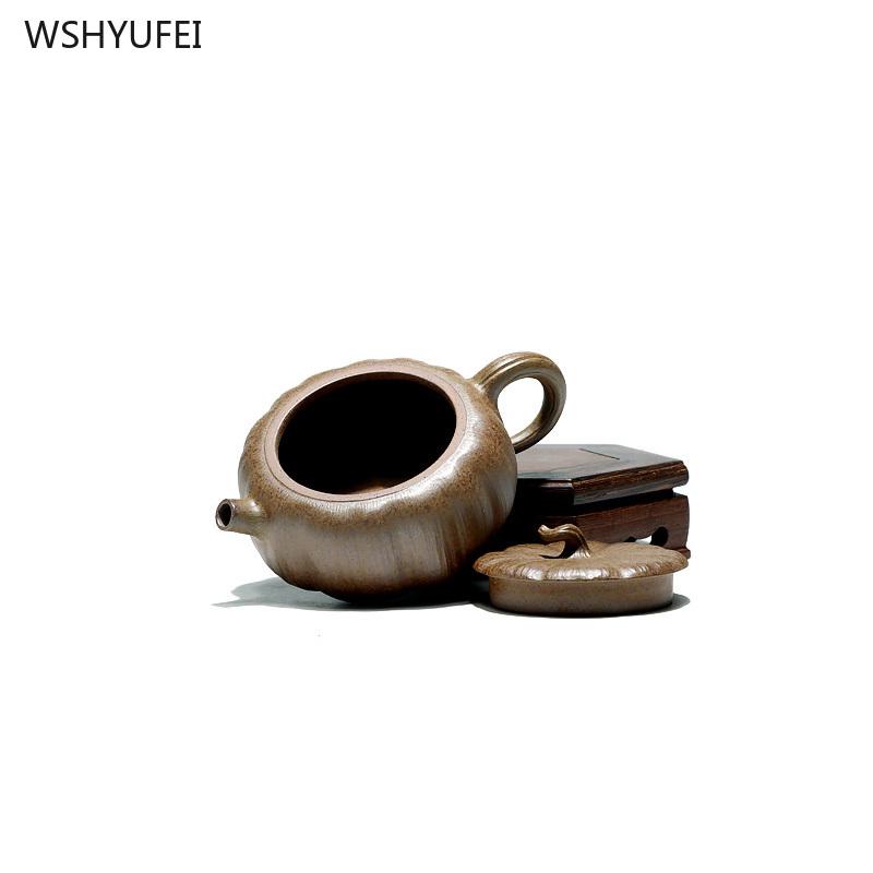 Yixing Purple Clay Pot 140ml Teapot Flat Pumpkin Pot Kung Fu Tea Set Tea Making Pot