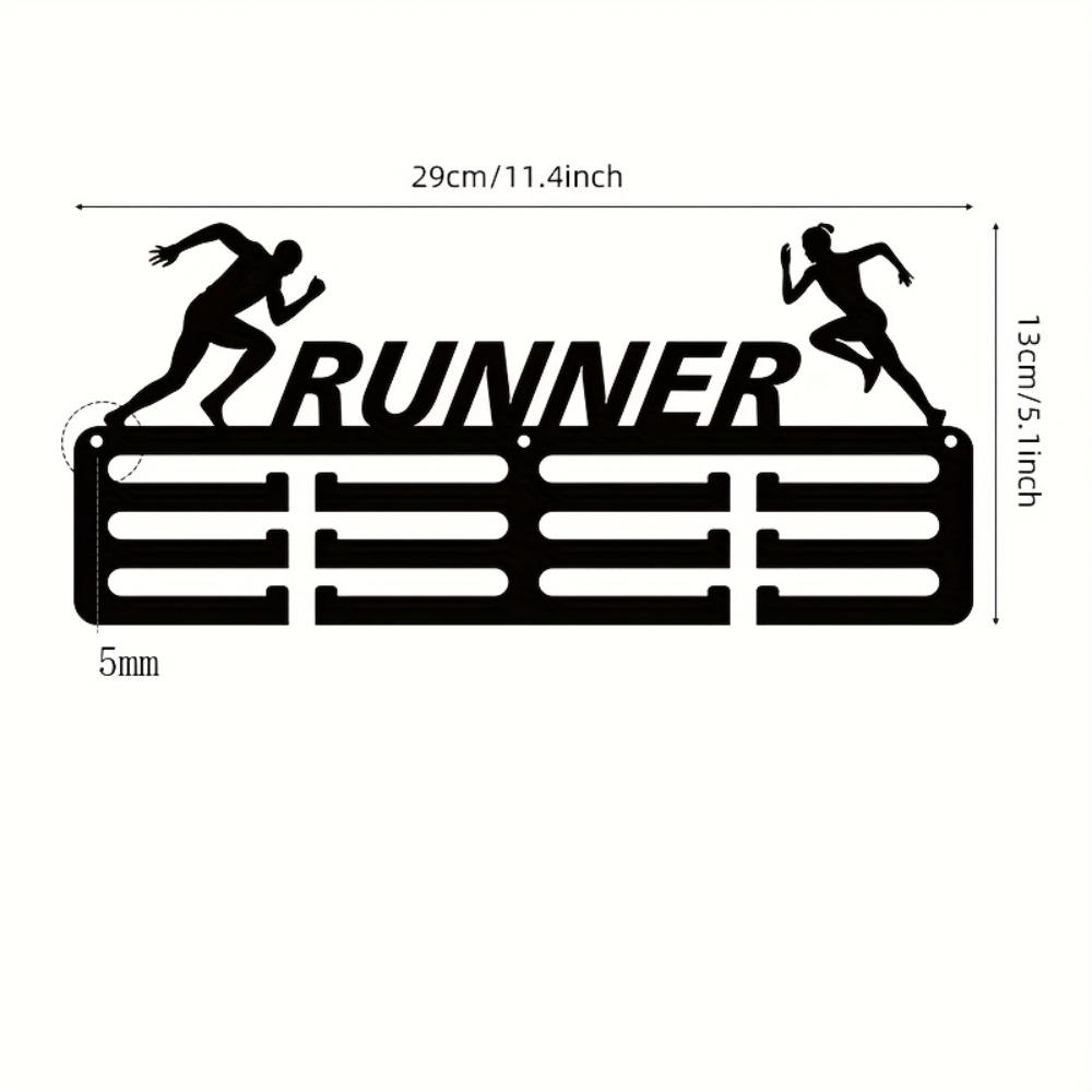 

1pc Iron Running Medal Holder Wall Mount, 11.4x5.1 Inch Metal Display Rack with Hooks for Marathon Race Finishers, Modern Home Decoration 1 чорний