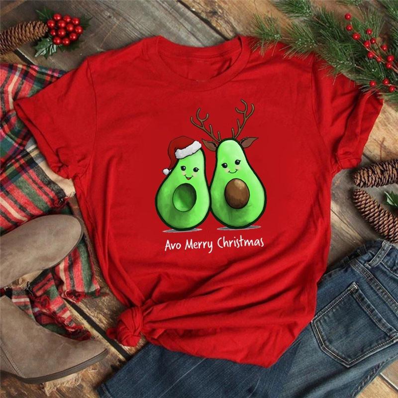 

Женская новогодняя одежда Клетчатая елка Красная футболка Женская футболка S