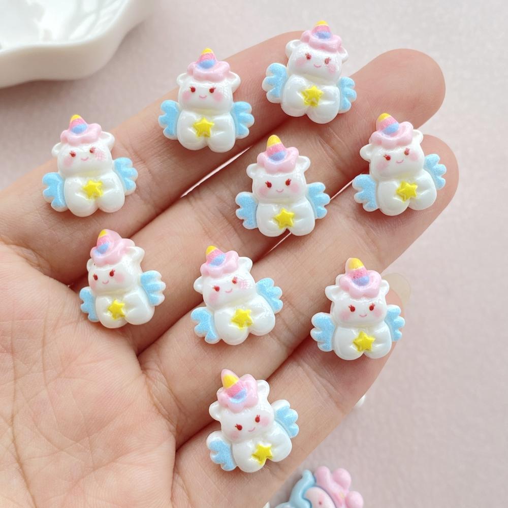 20Pcs New Resin Mini Cartoon Unicorn Series Flat Back Cabochons Scrapbooking DIY Jewelry Craft Decoration Accessories