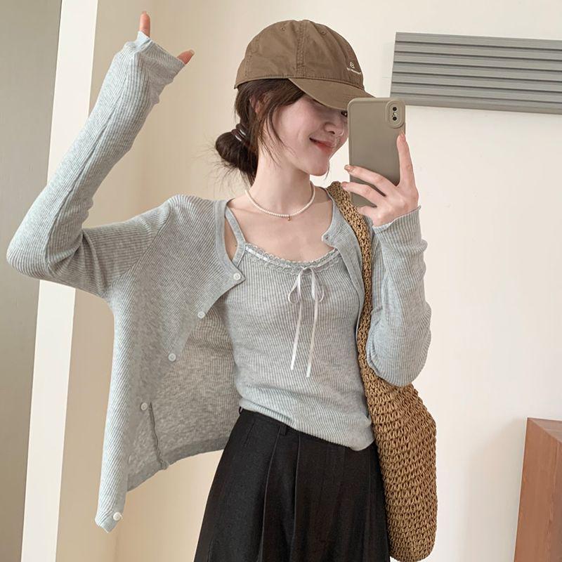 Gentle Style Vest & Cardigan Set - 2025 Spring/Autumn Sweet Slimming Knitwear