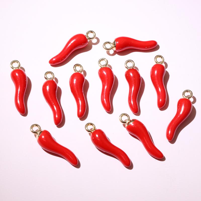 20pcs 19x5.5mm Enamel Chili Pepper Charms Pendant Multi Colors For DIY Jewelry Making Earrings Keychain Pendants Craft Findings
