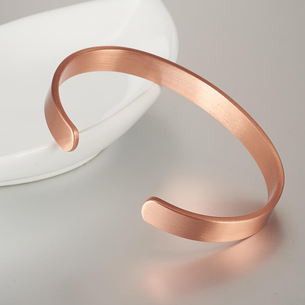 Bracciali in Rame Puro per Donne Uomini Unisex Larghezza 8mm Bracciali a Polsino Regolabili Gioielli Femminili Regolabili Rame Solido Morbido