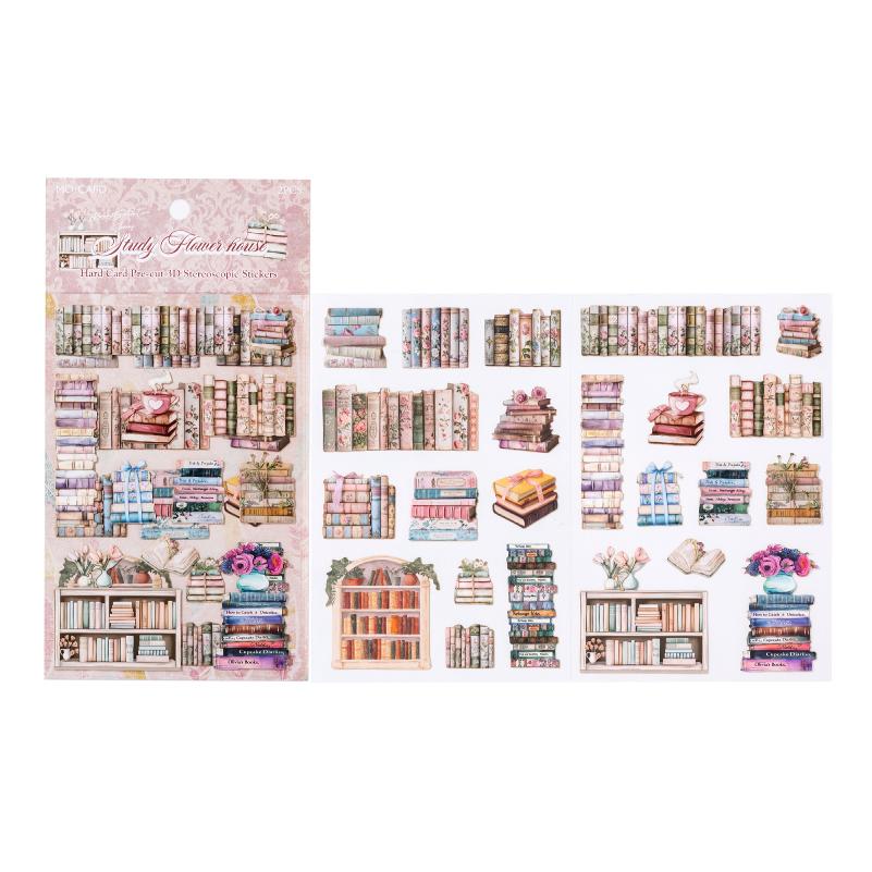 2sheets Book Gallery Series Retro 3D Relief Die Cutting Stickers Creative Decoration DIY Junk Journal Scrapbook Stickers