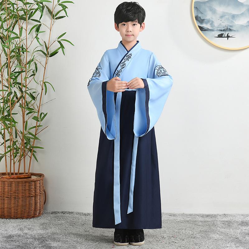 Hanfu Children's Traditional Costume: Boys' National Studies and Girls' Ancient Ruqun Tang Suit for School Performances.