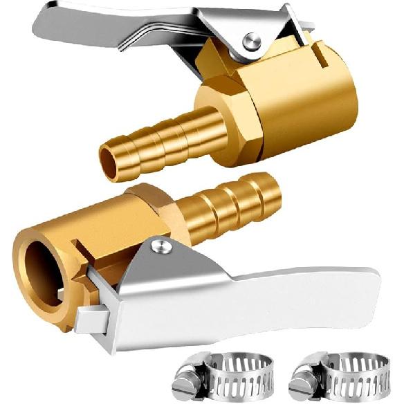 2 Pcs Brass Locking Tire Air Chuck, Tire Inflator Hose Adapter for Twist On Connection Convert to Lock On, No Air Leakage Air Compressor Pump Clip On