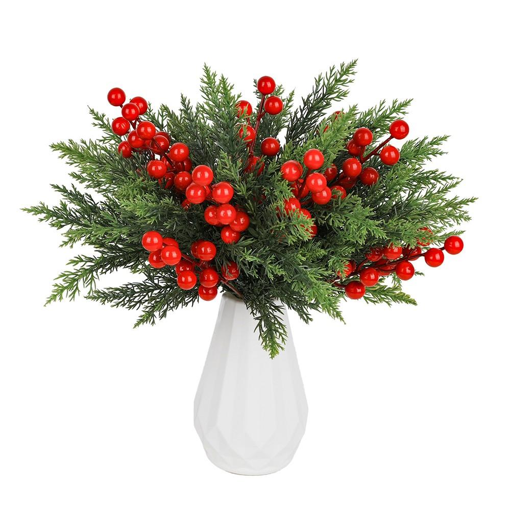 

Ample Quantity Arrangement Christmas Pine Branches Red Berry Branches