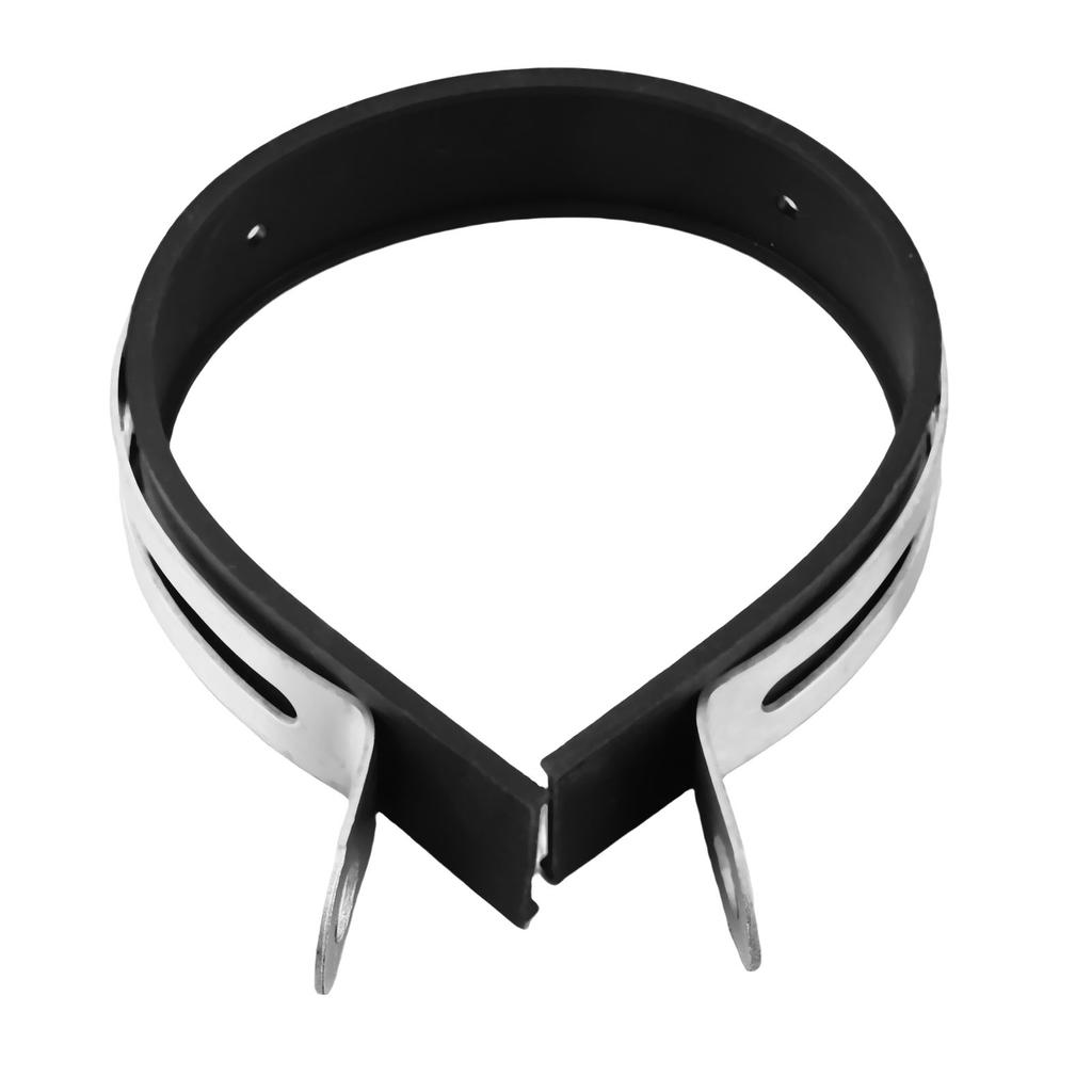 3.9in Motorcycle Exhaust Pipe Clamp Fixed Ring Stainless Steel Clip with Rubber Strip Universal
