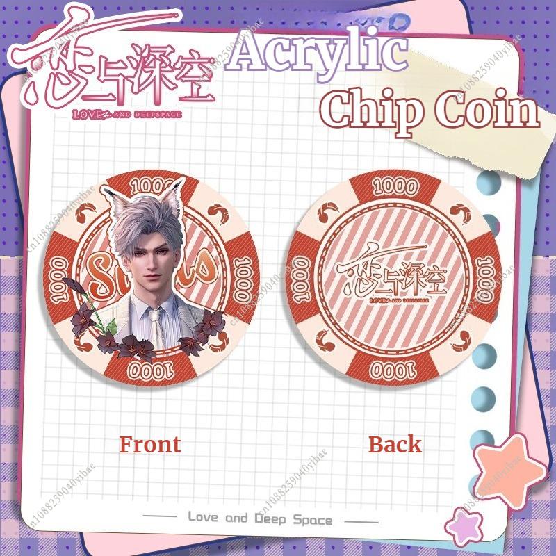 Love and Deepspace Sylus Rafayel Zayne Xavier Caleb 43MM Acrylic Chip Coin Anime Cosplay Double-Side Pattern Game Coin Fans Gift