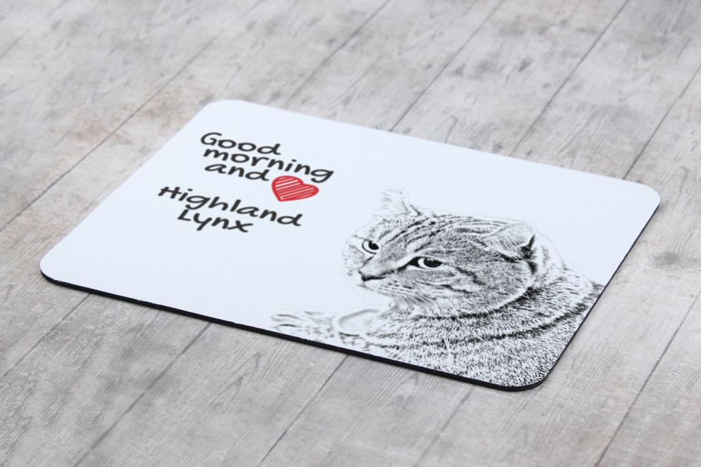 Highland Lynx - Art-Dog markasından baskılı mouse pad, kişiselleştirilmiş kedi pedi, ofis çalışanı için benzersiz bir alet