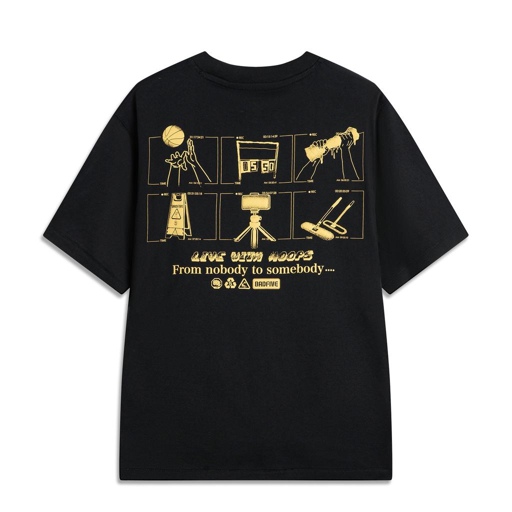 Li Ning Basketball Series Anti-Five Comfortable Casual Simple Versatile Round Neck Drop Shoulder Loose Breathable Short Sleeve T-Shirt AHSV027-6