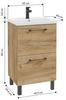 Bathroom cabinet with washbasin, tap and siphon 50x80cm, standing, Oak Craft Cassandra