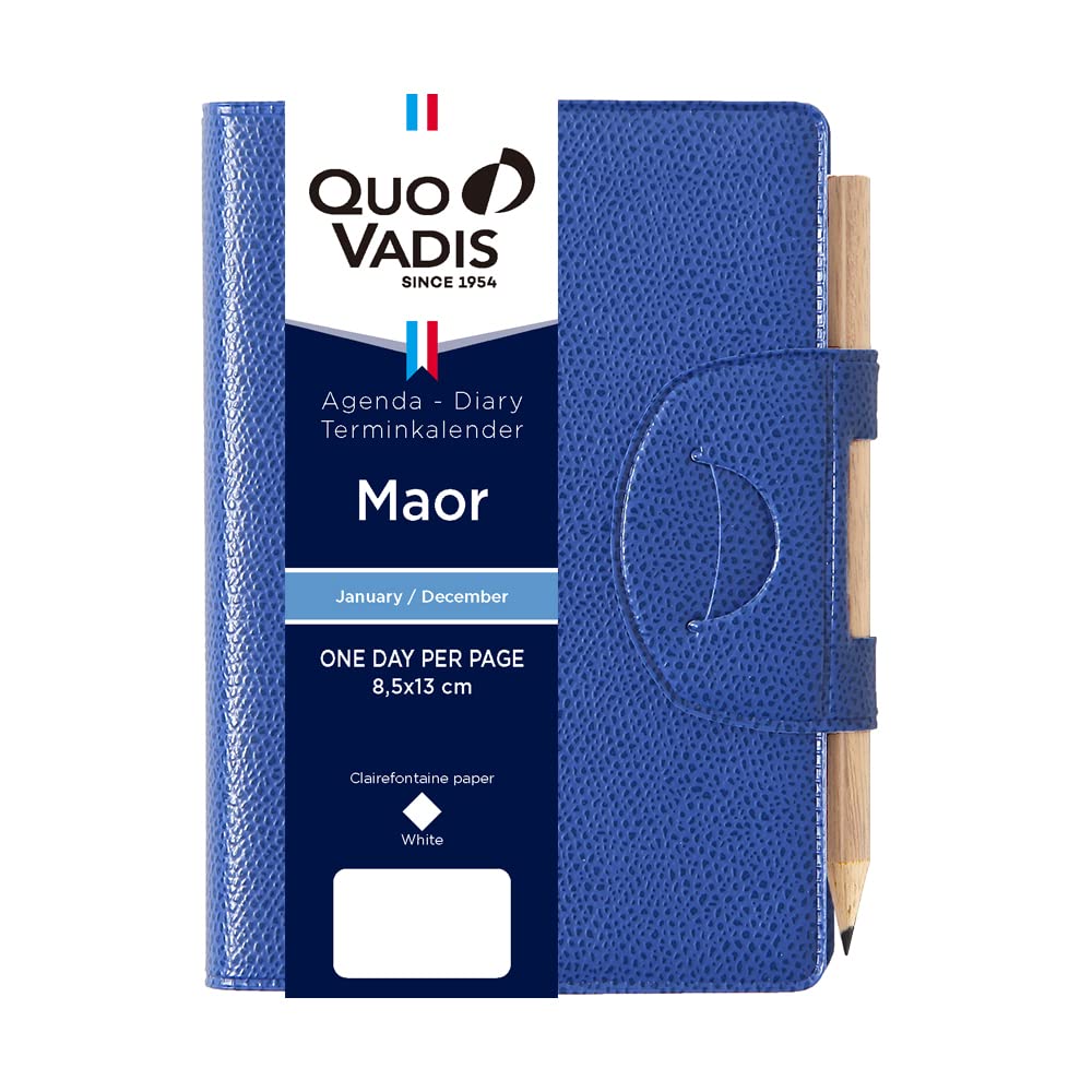 

QUOVADIS 2026 Edition Planner Diary Mao/Ampara (One Page Per Day, January Start, B7 Variant, 8.5 x 13cm, 6 Languages) Blue Ocean QUOVADIS qv28301bl