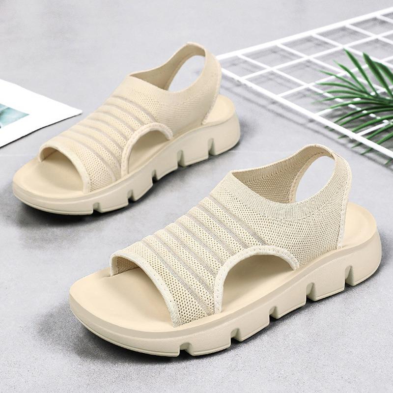 Shoes Women's Summer New Hollow Fish Mouth Women's Sandals Polyurethane Soft Sole Comfortable Mother Shoes Women's Shoes