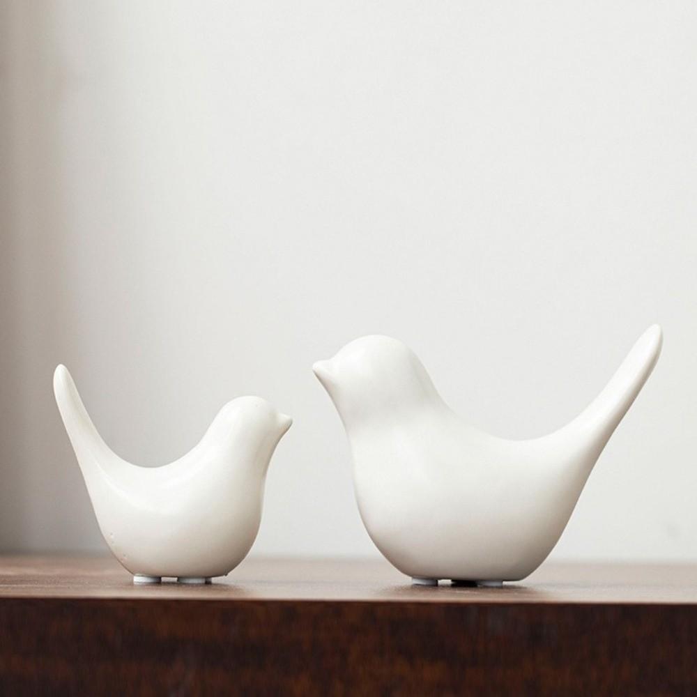 Black White Bird Sculpture Nordic Style Animal Statue Ornaments Bird Ceramic Figurines  Home Decor