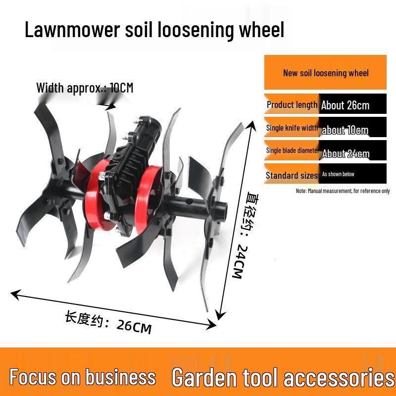 Atașament Multifuncțional de Dezburuienat cu Roată pentru Motocoasă pentru Cosit și Săpat
