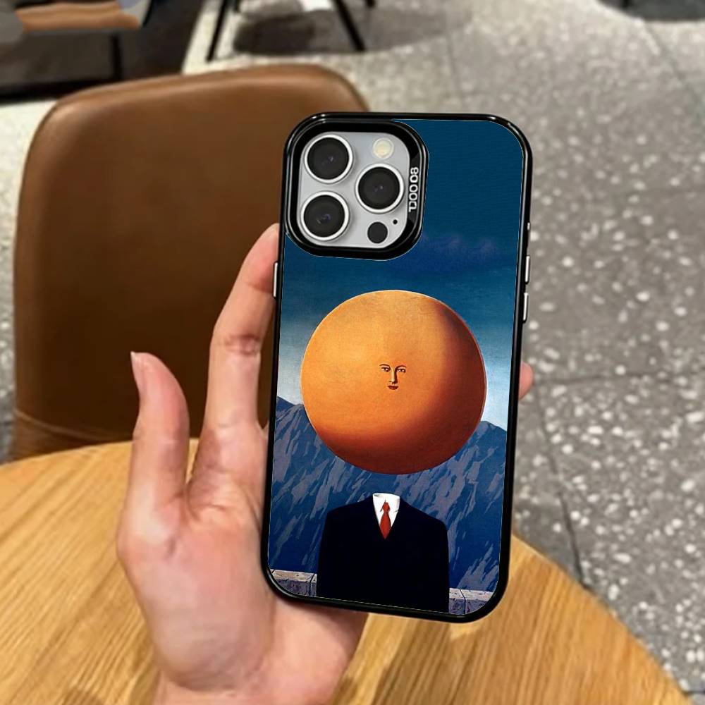 R-Rene M-Magritte Art Aesthetic   Phone Case For iPhone17,16,15,14,13,12,11 Plus,Pro Max Colored Silver Plated Inside Cover