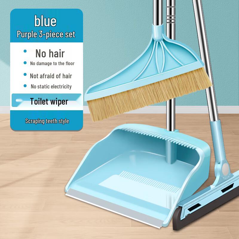 Ally Boar Bristle Broom & Dustpan 3-Piece Set