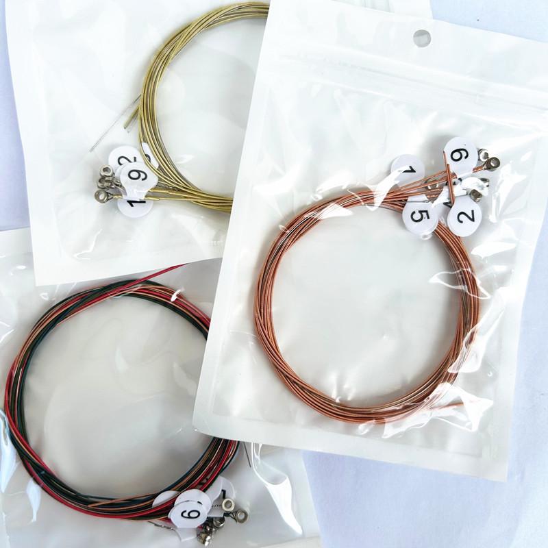 Acoustic Folk Guitar with Colored Steel Strings (6-Pack)