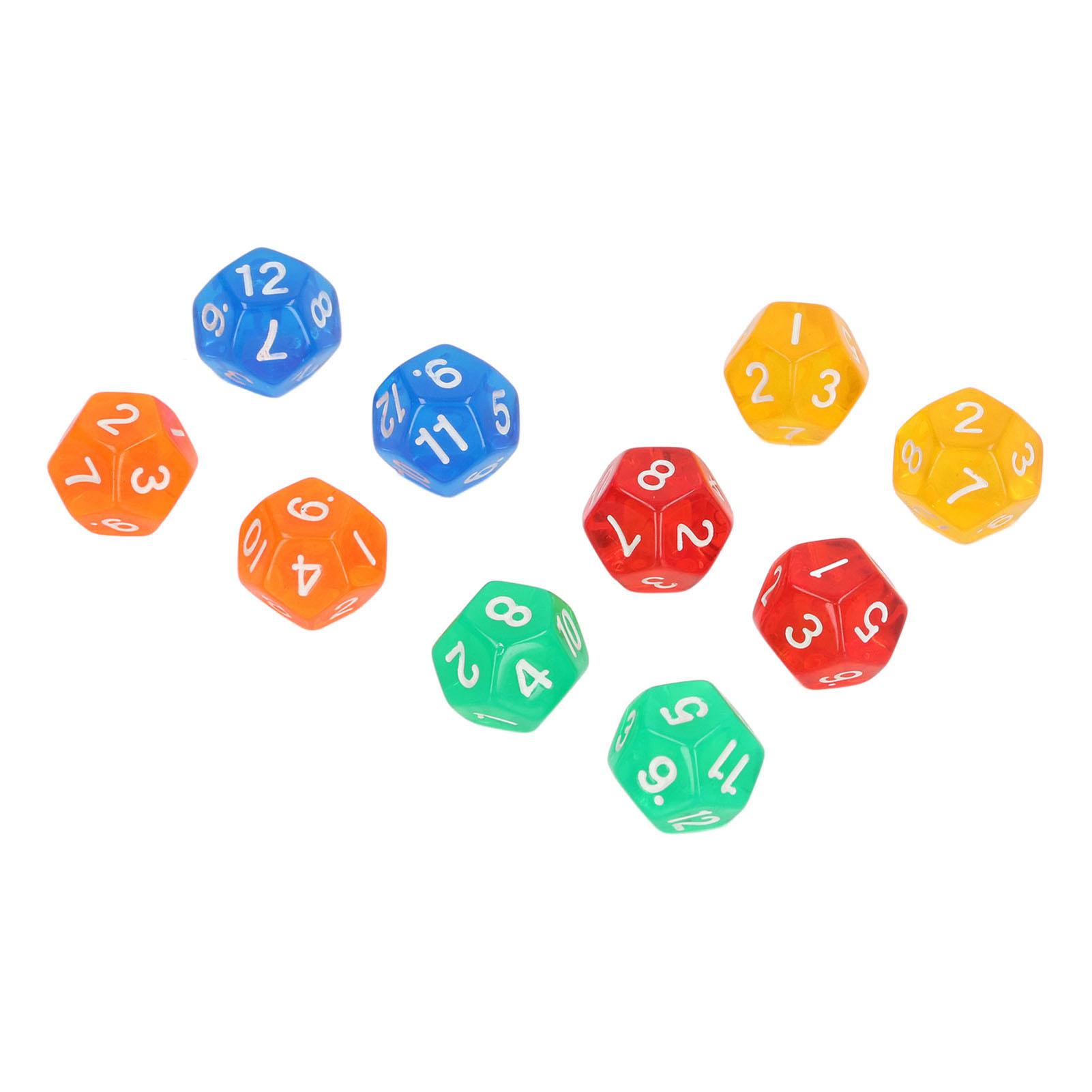 

40 шт. 12-гранных прозрачных кубиков, водонепроницаемые, 5 цветов, полупрозрачные кубики для настольных игр и обучения математике