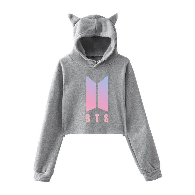 Bts Bangtan Boys Love Yourself Tear Navel Hoodie With Cute Cat Ear Design In Multiple Color Options