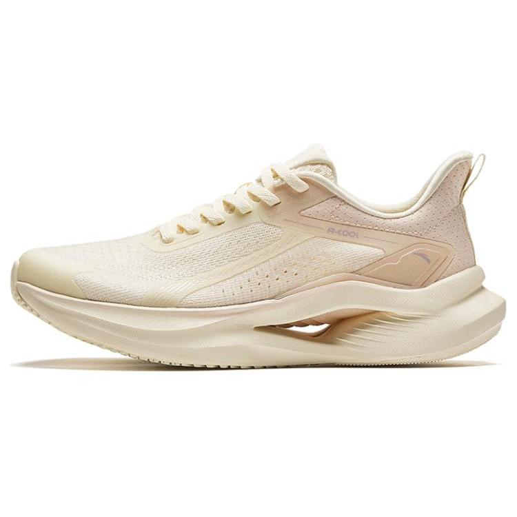 New Anta Cushioned Wear Resistant Breathable Lightweight Low Top Running Shoes Women's White Brown 922425506-5